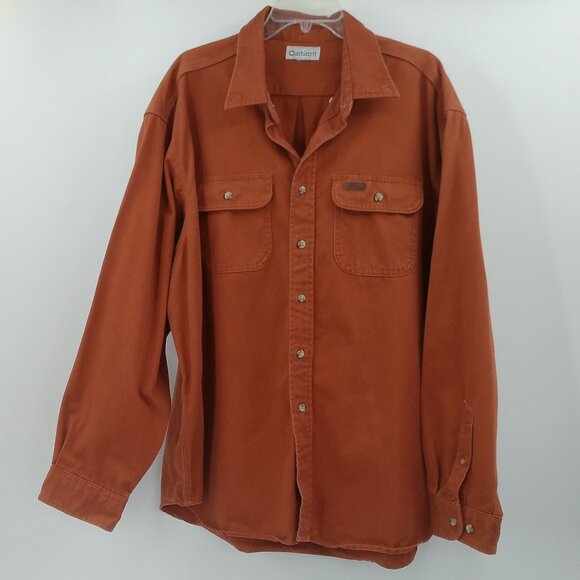 Carhartt Other - Vintage Carhartt Button Down Shirt Men's 2XL Rust Brown Long Sleeve Heavyweight